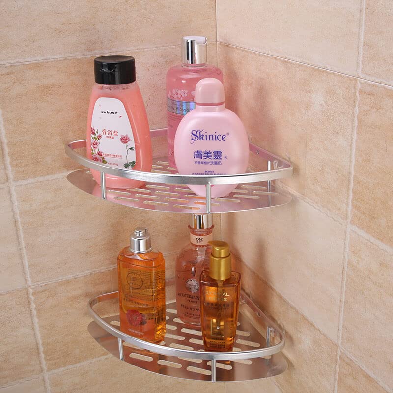 FEELING MALL FEELING MALL Alumimum Triangle Basket Shower Caddy Corner Storage Rack Hanging Plate Kitchen Washroom Toilet Dorm Storage Shelf Wall Mounted Tripod Pendant Bathroom Shelves Shampoo Conditioner Holder - Image 4