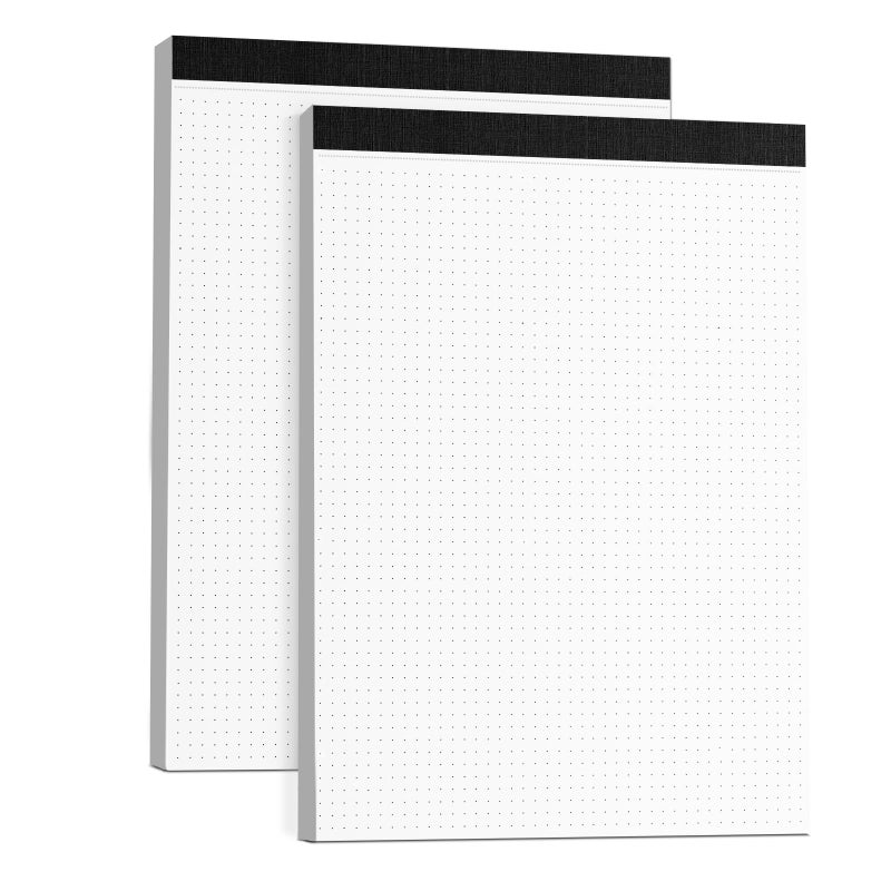 AILZFEI Dot Grid Desk Notepad 2 Pack 8.5 x 11 Dot Paper Pad, 30 Sheets per Pad, White, 5x5 (5 Dots per inch), Easy-Tear Perforations, 8.5"x11" Dot Grid Paper Note Pad - Image 1