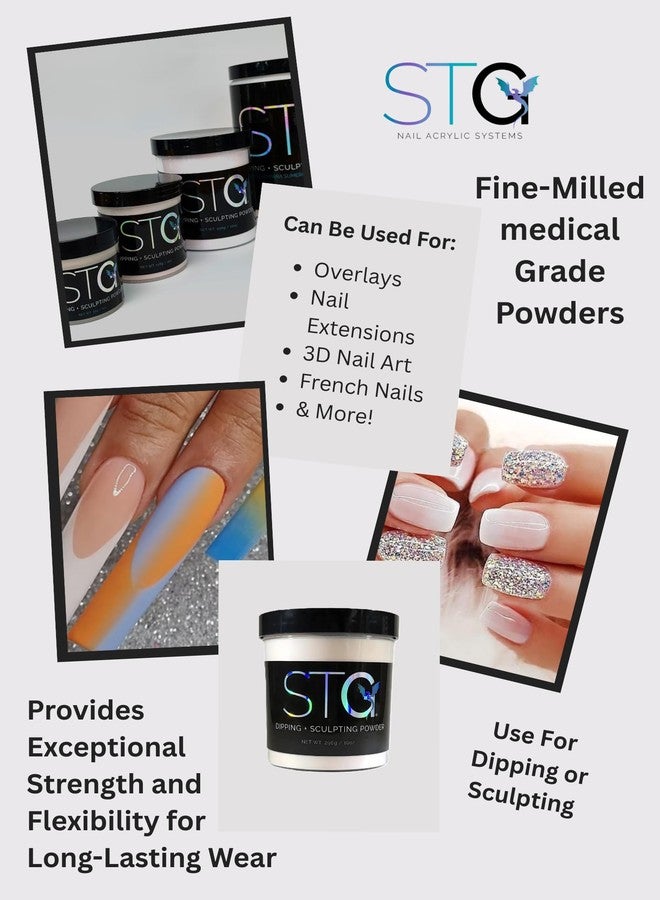 إس تي جي بودرة أظافر أكريليك احترافية من STG Acrylic Systems، تركيبة لا تترك أثراً رخامياً، خالية من 9 مواد ضارة، وخالية من HEMA، لون وردي فاتح 2 أونصة - Image 3