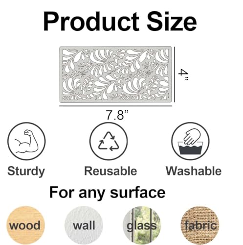 SUNVERSE Stencils for Crafts Reusable Texture Stencils Background Stencil Leaf Floral Templates for Painting on Wood Furniture Card Canvas Paper Scrapbook(Border Stencil03-18p) - Image 2