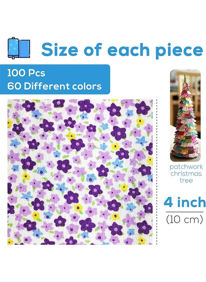 Sweet Life 100 Pcs 4'' x 4'' Cotton Craft Fabric Squares, DIY Sewing Quilting Scrapbooking Bundle  - Image 3