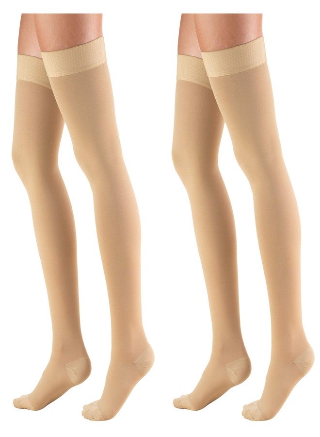 Truform Compression 20-30 mmHg Thigh High Dot Top Stockings Beige, X-Large, 2 Count - Image 1