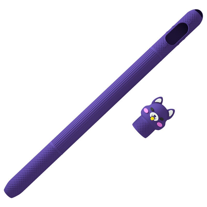 Silicone Pen Cover: Purple Cartoon Cat Design Soft Silicone Material - Comprehensive Protection Stylish Accessory for Apple Pencil 1st Generation - Image 5