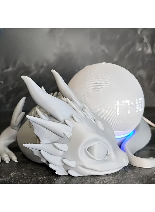 White 3D Printed Dragon Bracket Compatible with Echo Dot 4th 5th Gen Smart Speaker Holder - Image 5