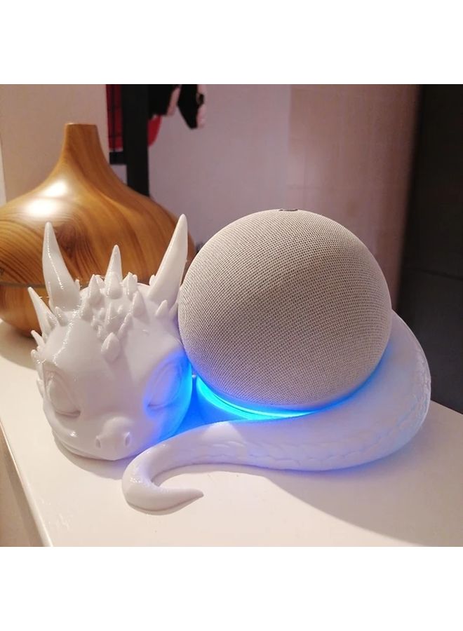 White 3D Printed Dragon Bracket Compatible with Echo Dot 4th 5th Gen Smart Speaker Holder - Image 4