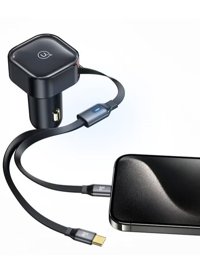 TIGER "C41 30W Car Charger with 2-in-1 Retractable Cable (Type-C + Type-C) – Fast Charging, Dual Ports, Compact Design, Universal Compatibility, Smart IC Protection – High-Speed Charger for Smartphones & Tablets" - Image 4