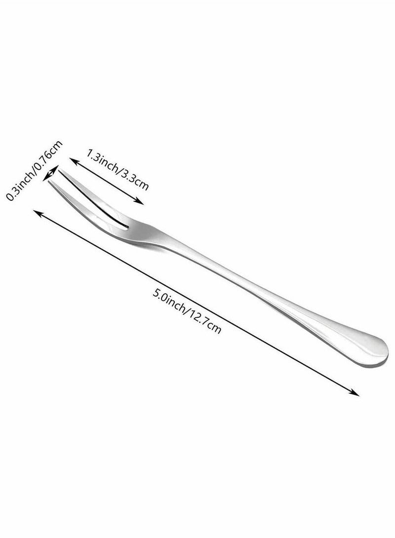 10 Pcs Stainless Steel Forks, Crab Forks Escargot 2 Prong Tasting Appetizer Portable Salad Fruit for Party Travel, 5 Inches - Image 2