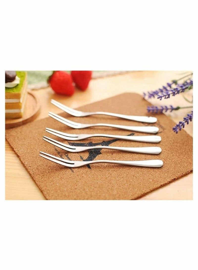 10 Pcs Stainless Steel Forks, Crab Forks Escargot 2 Prong Tasting Appetizer Portable Salad Fruit for Party Travel, 5 Inches - Image 3