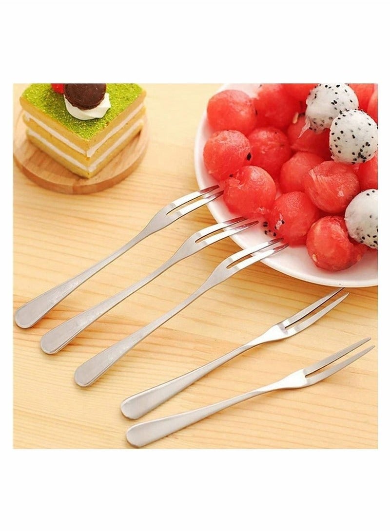 10 Pcs Stainless Steel Forks, Crab Forks Escargot 2 Prong Tasting Appetizer Portable Salad Fruit for Party Travel, 5 Inches - Image 4