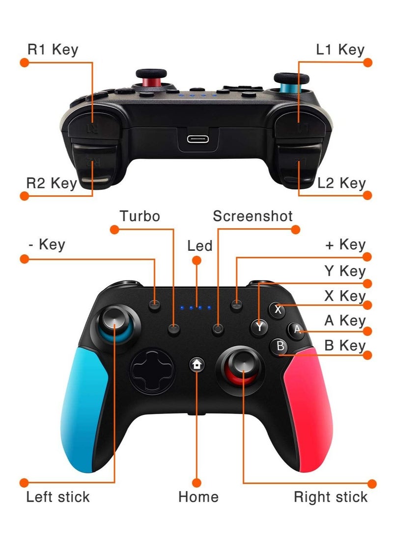 Switch Controller, Wireless Pro Controller Compatible with Nintendo Switch/Switch Lite/Switch OLED Controller for Switch with Wake-up, Turbo Vibration