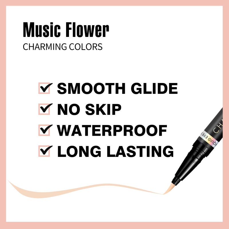 Music Flower Eyeliner Pen,Colored Matte Liquid Eyeliner Waterproof Smudge Resistant with Precise Tip (Nude) - Image 3