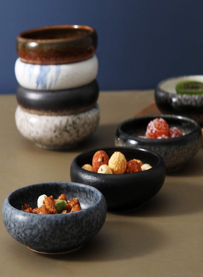 Uaral Soy Sauce Dishes Sushi Dipping Bowl Pinch Bowl Stoneware Black Small Serving Dish Set 3.75 Inch(4.5 oz,Texture Black) - Image 3
