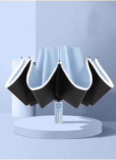 Automatic Umbrella Windproof Reverse Folding Umbrella UV Protection Travel Umbrella For Sun & Rain Blue