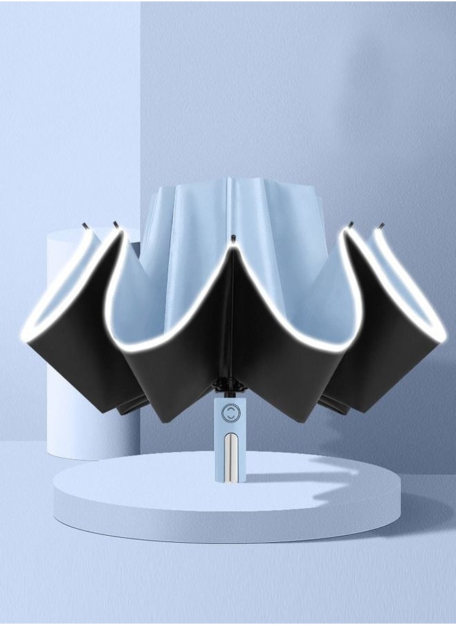 Joychic - Automatic Umbrella Windproof Reverse Folding Umbrella UV Protection Travel Umbrella For Sun & Rain Blue - Image 1