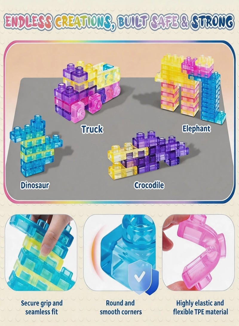 Paka Rabbit 40 PCS Sensory Soft Building Blocks for Toddlers, Medium Size Kids Montessori Squishy Stacking Toy Set, Squeezable & Stretchable Early Learning Construction Playset, Puzzle Blocks for Creative Play （ Medium ） - Image 5