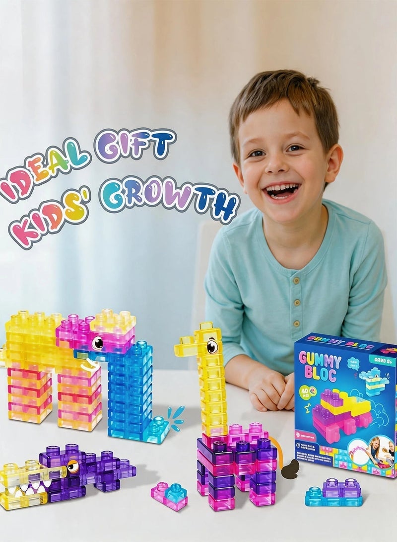 Paka Rabbit 40 PCS Sensory Soft Building Blocks for Toddlers, Medium Size Kids Montessori Squishy Stacking Toy Set, Squeezable & Stretchable Early Learning Construction Playset, Puzzle Blocks for Creative Play （ Medium ） - Image 4