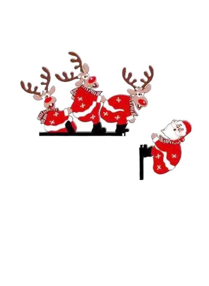 Generic Santa Claus Door Corner Decoration Pendant Reindeer Door Hanging Wooden Ornaments Door Frame Reindeer Wooden Ornaments(On The Right) 