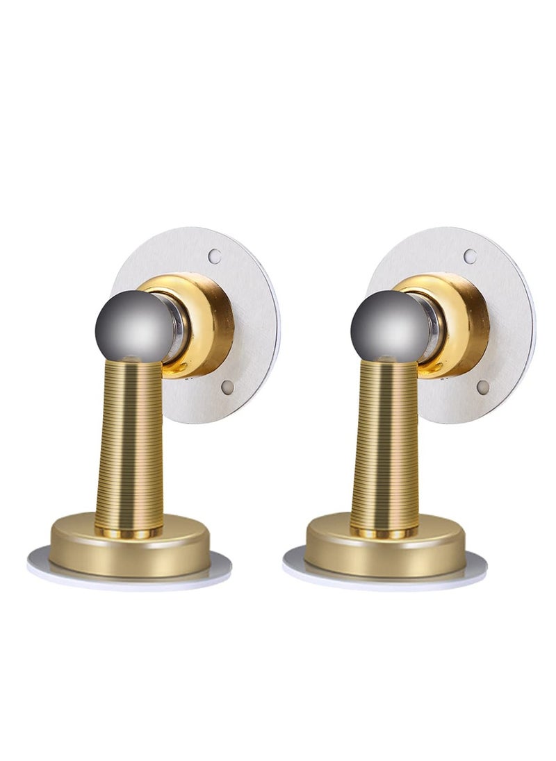 SYOSI 2 Pack Door Stop Gold Magnetic Stopper Stainless Steel with Adhesive No Need to Drill or Screw Mount Doorstop Catch Holder for Wall Floor Mounted  - Image 1