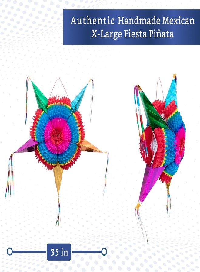 FIESTA WRAPS Mexican Piñata (X-Large 36 inches) - Authentic Handmade Foldable Large Pinata for Birthday Party - Piñatas para Cumpleaños - Fiesta Piniata - Mexican Star Pinata - Cinco de Mayo Pinatas - Image 2