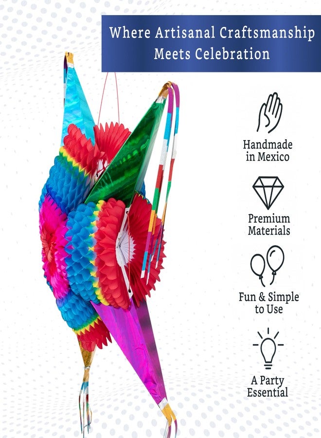 FIESTA WRAPS Mexican Piñata (X-Large 36 inches) - Authentic Handmade Foldable Large Pinata for Birthday Party - Piñatas para Cumpleaños - Fiesta Piniata - Mexican Star Pinata - Cinco de Mayo Pinatas - Image 3