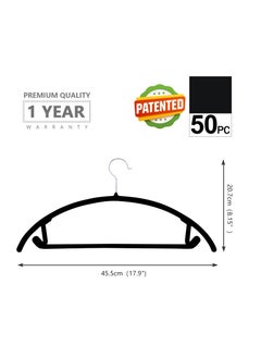 TYCOM Tycom Non-Slip Velvet Hangers - Suit Hangers (50 Pack) Ultra Thin Space Saving 360 Degree Swivel Hook Clothes Hangers Hold Up-to 10 Lbs, for Coats, Jackets, Pants, Dress Clothe- Curved 50pcs BLack  - Image 3