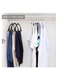TYCOM Tycom Non-Slip Velvet Hangers - Suit Hangers (50 Pack) Ultra Thin Space Saving 360 Degree Swivel Hook Clothes Hangers Hold Up-to 10 Lbs, for Coats, Jackets, Pants, Dress Clothe- Curved 50pcs BLack  - Image 4