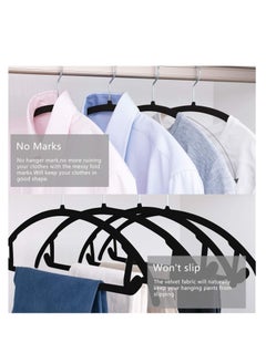 TYCOM Tycom Non-Slip Velvet Hangers - Suit Hangers (50 Pack) Ultra Thin Space Saving 360 Degree Swivel Hook Clothes Hangers Hold Up-to 10 Lbs, for Coats, Jackets, Pants, Dress Clothe- Curved 50pcs BLack  - Image 5