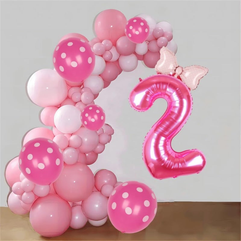 Kwuz 40 Inch Pink Number 2 Balloon with Mini Bow Balloon for Girls 2nd Birthday Decorations, Mouse Pink Princess Western Cowgirl Theme Birthday Party Balloons Decorations Supplies - Image 3