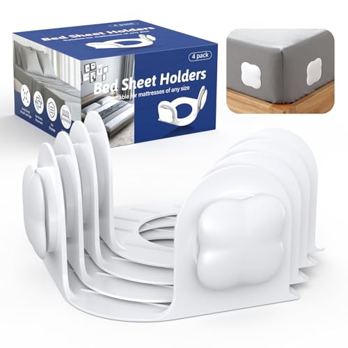 KOXUIUF Sheet Holders Lock Bed Sheet Grippers - Fitted Sheet Holder for Corners Keep Sheets Firm & Tight Fit All Sheet Sizes,360 Degree Bed Sheet Tightener Easy Installation - Image 1
