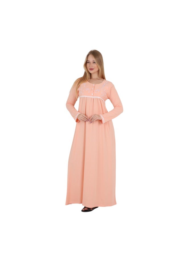 zecotex  Women's Egyptian Cotton Embroidered Maxi Nightgown – Soft Breathable Long Sleeve Sleep Dress M-6XL – Made in Egypt - Image 1