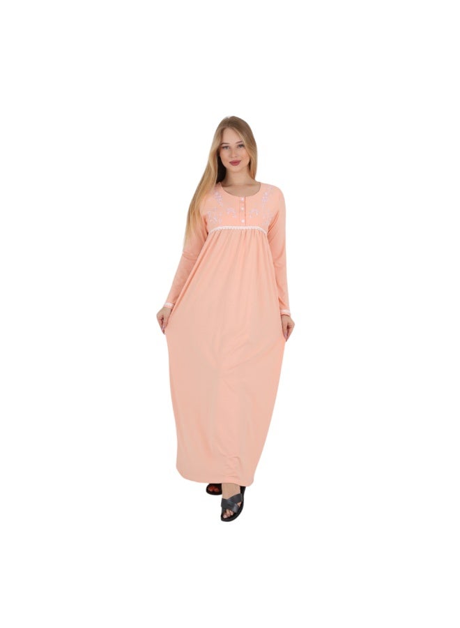 zecotex  Women's Egyptian Cotton Embroidered Maxi Nightgown – Soft Breathable Long Sleeve Sleep Dress M-6XL – Made in Egypt - Image 4