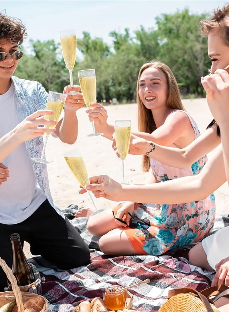 كؤوس شمبانيا بلاستيكية يمكن التخلص منها، مجموعة من 8 قطع من كؤوس الشمبانيا البلاستيكية الشفافة، قابلة لإعادة الاستخدام وخالية من مادة BPA، مثالية للاحتفالات والمناسبات السنوية والحفلات وحفلات الزفاف - Image 2