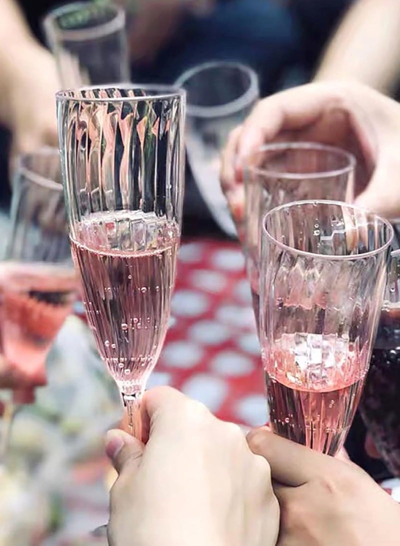 كؤوس شمبانيا بلاستيكية يمكن التخلص منها، مجموعة من 8 قطع من كؤوس الشمبانيا البلاستيكية الشفافة، قابلة لإعادة الاستخدام وخالية من مادة BPA، مثالية للاحتفالات والمناسبات السنوية والحفلات وحفلات الزفاف - Image 3