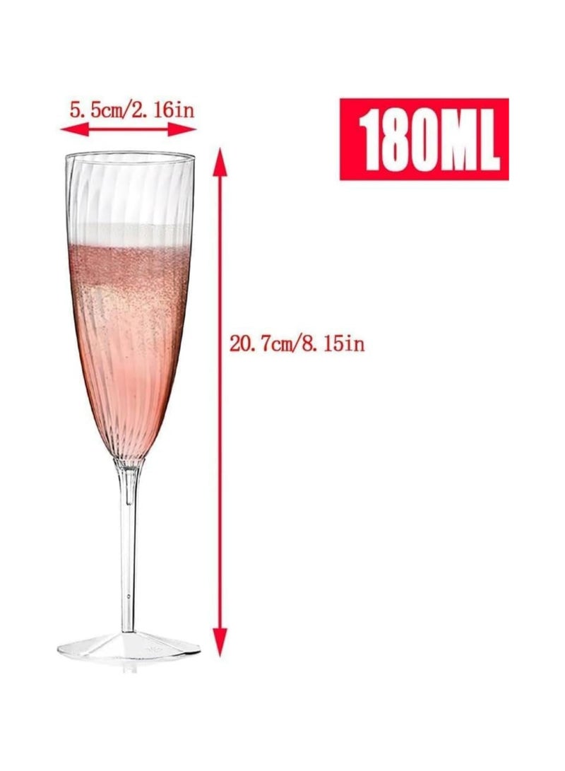 كؤوس شمبانيا بلاستيكية يمكن التخلص منها، مجموعة من 8 قطع من كؤوس الشمبانيا البلاستيكية الشفافة، قابلة لإعادة الاستخدام وخالية من مادة BPA، مثالية للاحتفالات والمناسبات السنوية والحفلات وحفلات الزفاف - Image 4