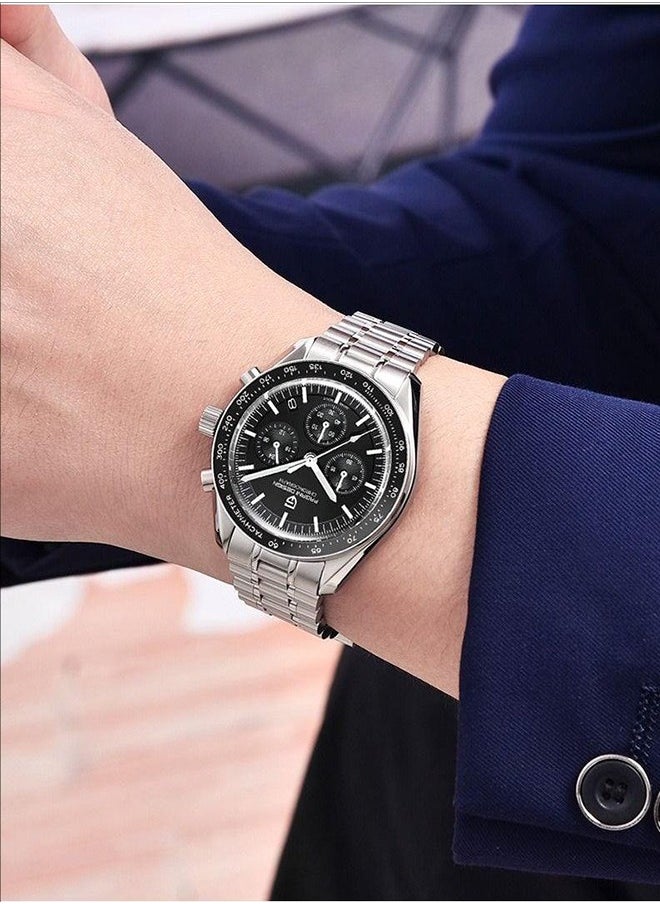 PAGANI DESIGN - Men's Quartz Watch Chronograph Stainless Steel Waterproof Sports Watch, Stainless Steel Structure, Sturdy And Flexible Steel Strap, Classic Folding Buckle, Watch PD-1701 - Image 1