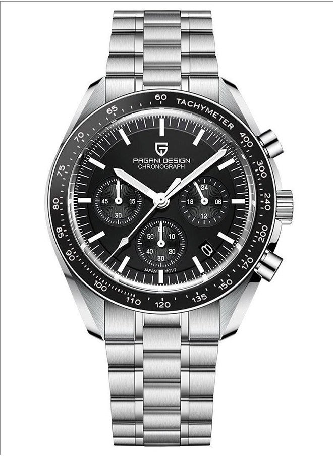 PAGANI DESIGN - Men's Quartz Watch Chronograph Stainless Steel Waterproof Sports Watch, Stainless Steel Structure, Sturdy And Flexible Steel Strap, Classic Folding Buckle, Watch PD-1701 - Image 1