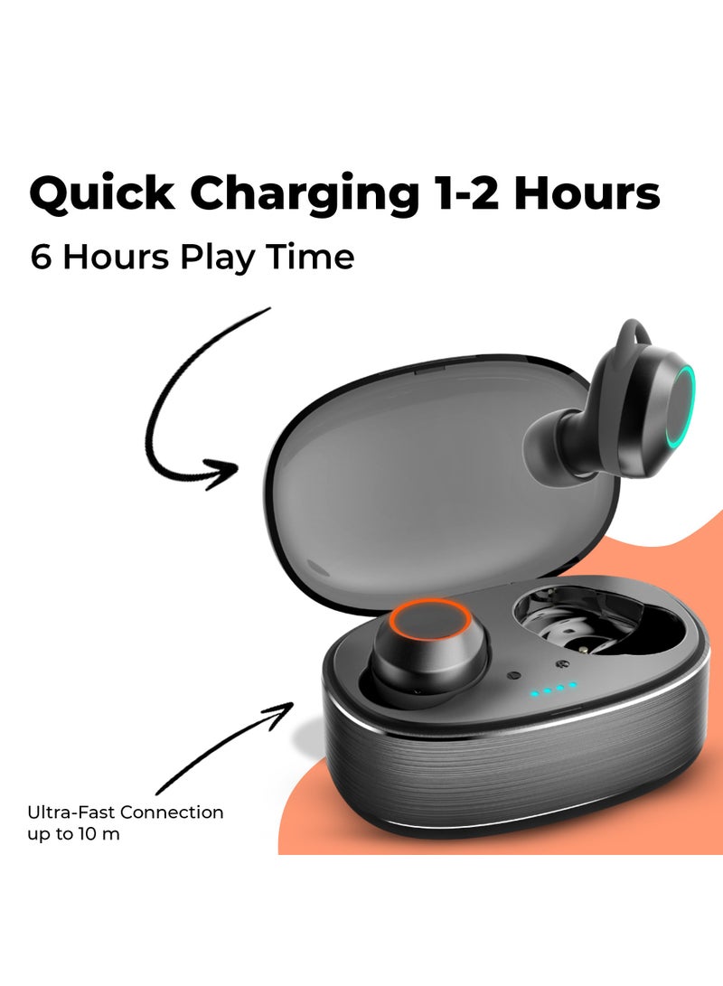 Moodix KI23K020 Bluetooth Earbuds with Smart Touch Control, Black - Image 5