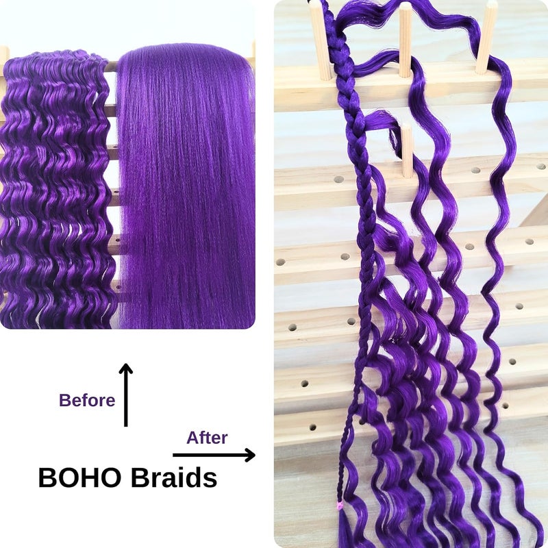 Leticia Boho Hair for Braiding Purple Braiding Hair Pre stretched Hypoallergenic ez Braid Knotless Synthetic Non Toxic Crochet Boho Braids for Black Women - Image 5
