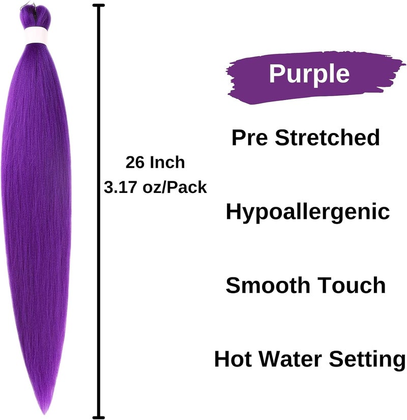 Leticia Boho Hair for Braiding Purple Braiding Hair Pre stretched Hypoallergenic ez Braid Knotless Synthetic Non Toxic Crochet Boho Braids for Black Women - Image 2