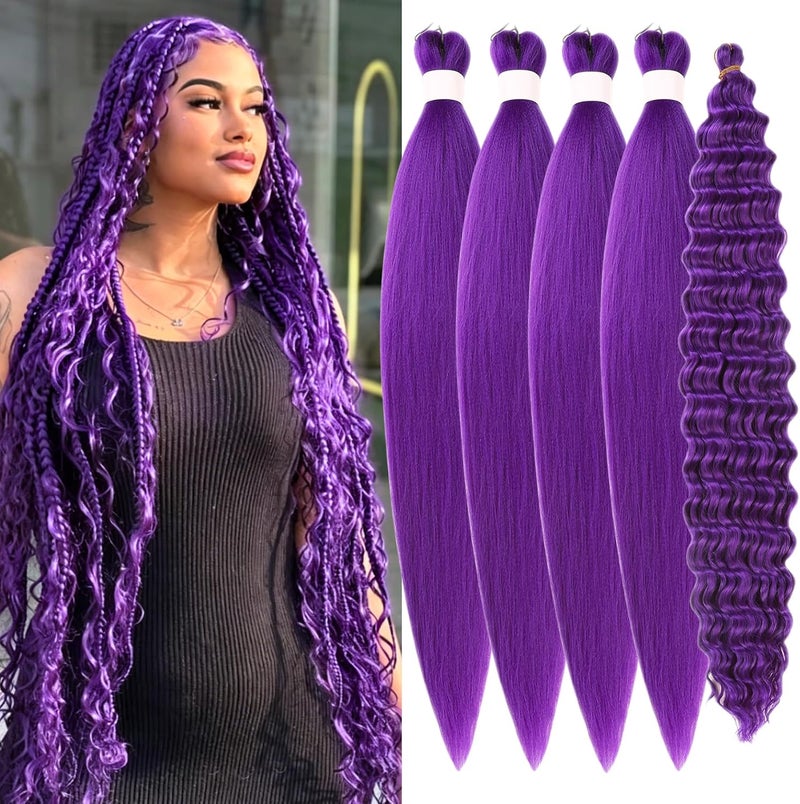 Leticia Boho Hair for Braiding Purple Braiding Hair Pre stretched Hypoallergenic ez Braid Knotless Synthetic Non Toxic Crochet Boho Braids for Black Women - Image 1