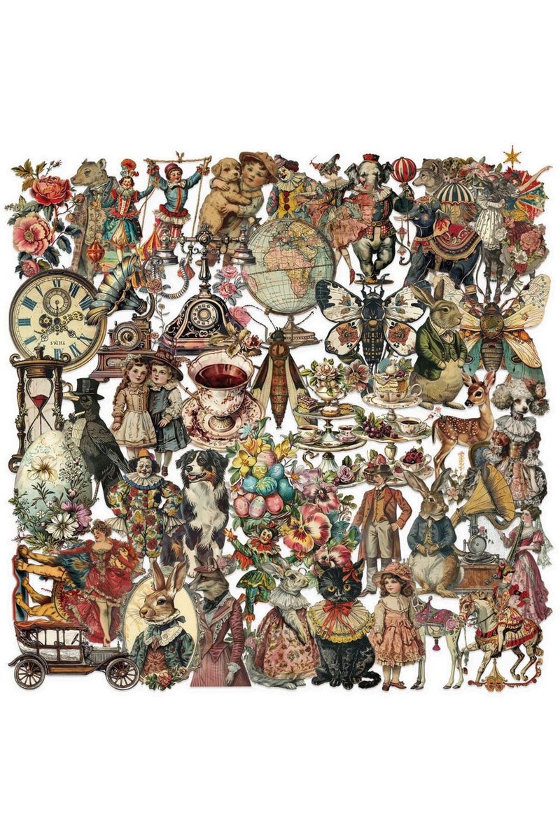 50PCS 50PCS Victorian Vintage PET Transparent Stickers for Laptop Bicycle Guitar Skateboard Kids DIY