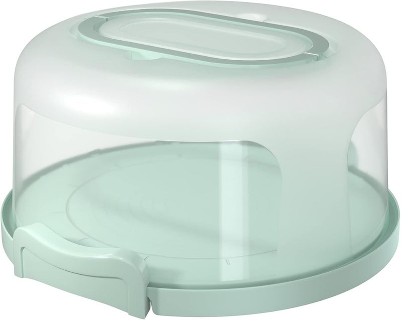Top Shelf Elements Round Cake Carrier Two Sided Cake Holder Serves as Five Section Serving Tray, Portable Fits 10 inch Cake, Box Comes With Handle, Container Holds Pies (Green) - Image 1
