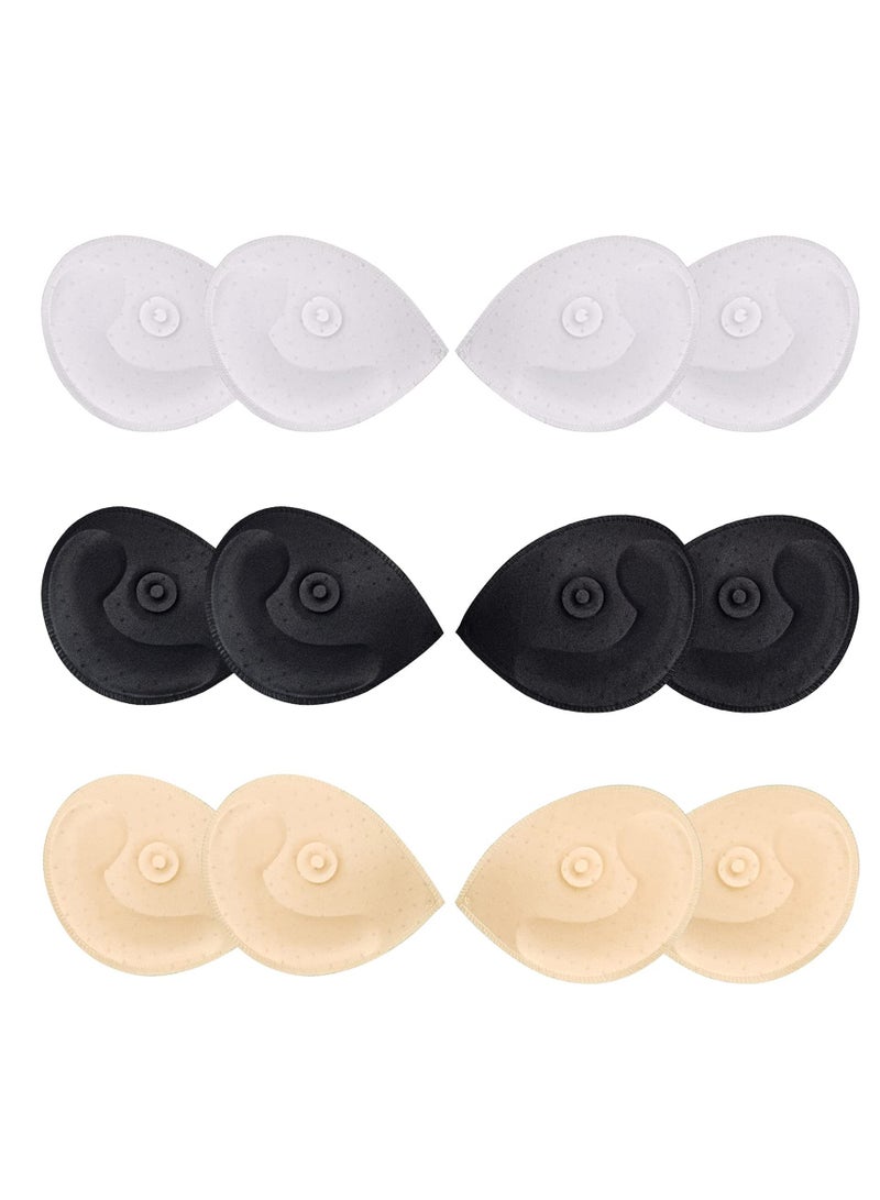 SOLARAE Bra Pad Inserts for Women - Removable Sponge Cups, Semicircular Replacement Pads for Yoga, Swimwear, Bikinis, and More (6 Pairs: White, Black, Skin Tone) - Image 1