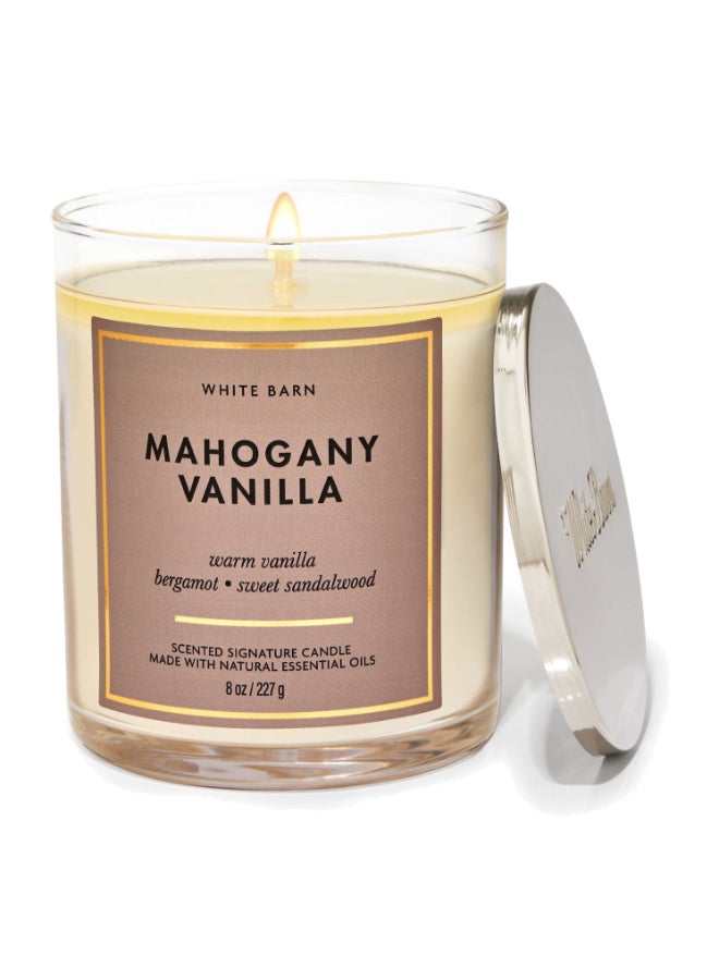 شمعة فانيليا الماهوجني ذات فتيلة واحدة