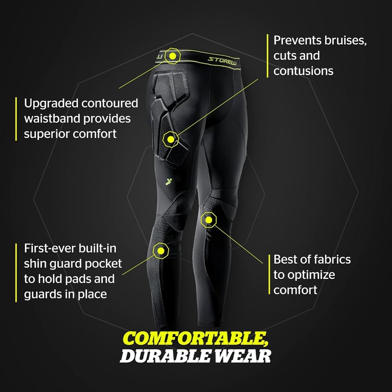 Storelli BodyShield Goalkeeper Leggings, Impact Protection & Turf Burn Resistance – SABR-Tex & NoBurn UHMWPE Knee Fabric - Image 4