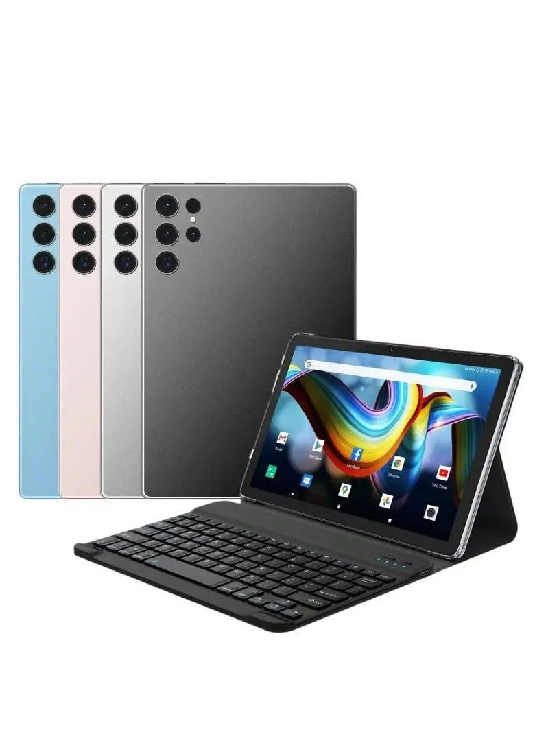 بمل تابلت Tab S25 Ultra Max مع لوحة مفاتيح وشاشة FHD مقاس 10.1 بوصة وذاكرة وصول عشوائي (RAM) سعة 16 جيجابايت وذاكرة قراءة فقط سعة 1 تيرابايت - مع بطارية قوية بسعة 10000 مللي أمبير في الساعة، لون أسود