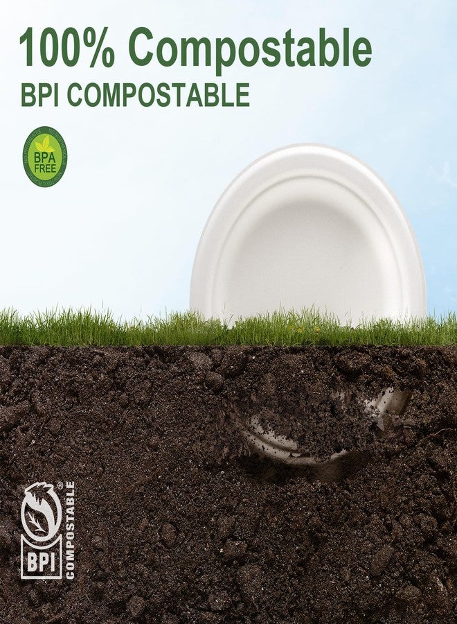 WELLIFE 100% Compostable Paper Plates 7 Inch, 125-Pack Heavy Duty Paper Plates Bulk,Biodegradable Bagasse,Eco-Friendly Disposable Dessert Plates for BBQ,Picnic,Party (BPI Certified,Microwaveable) - Image 5