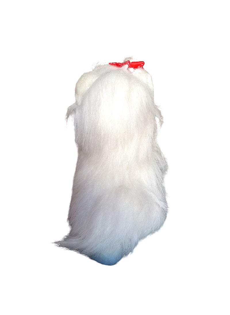 Soft and Lovable Stuffed Plush White Puppy Toy With Red Ribbon 22*15 cm  - Image 2
