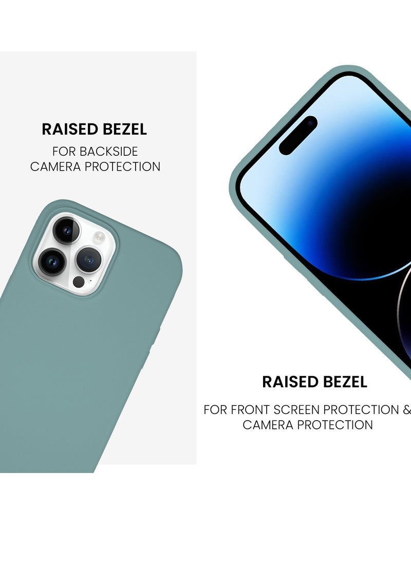 just adore Apple iPhone 14 Pro Max Case Silicone Case Matt Finish Finger Print resistant cover for iPhone 14 Pro Max -Teal Grey - Image 5