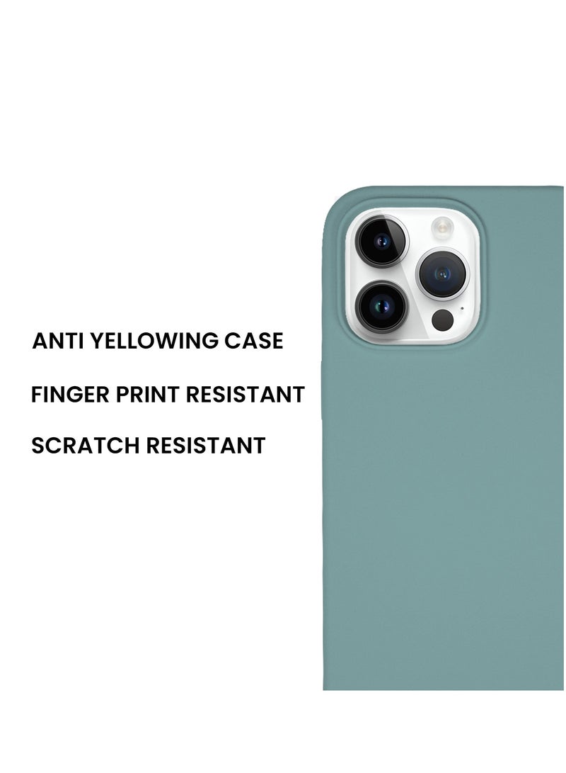 just adore Apple iPhone 14 Pro Max Case Silicone Case Matt Finish Finger Print resistant cover for iPhone 14 Pro Max -Teal Grey - Image 3